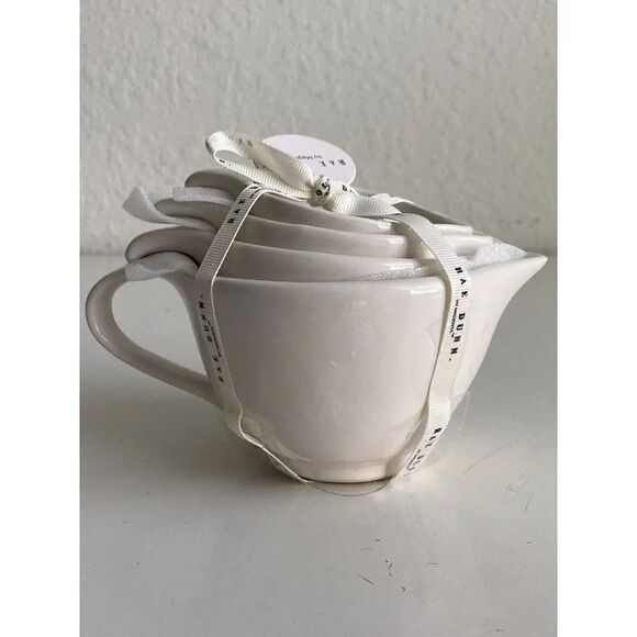 Rae Dunn White Tea Cup Measuring Cups With Cute Handle 4 Piece Set New with Tags - Picture 4 of 8